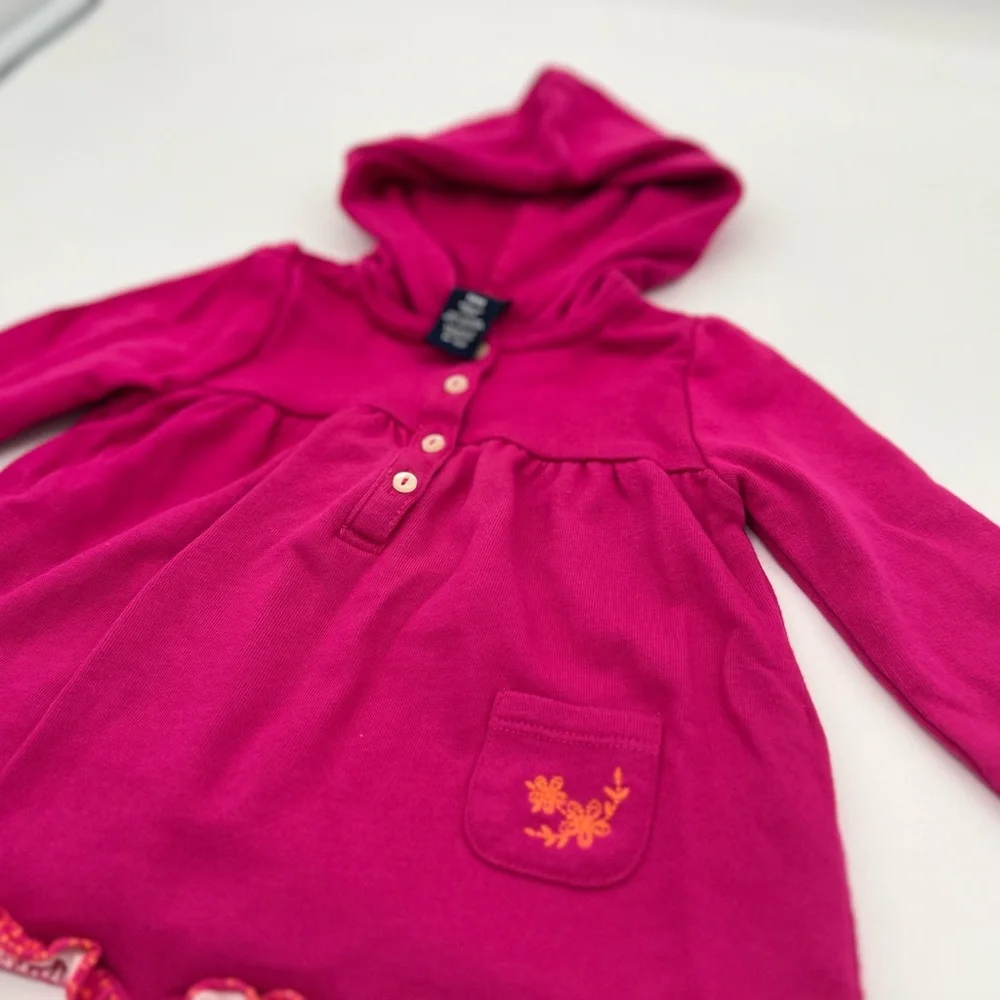 Baby Girls Pink Ralph Lauren Chaps Hoodie Sweatshirt Blouse 18 Months Ruffle Hem - Picture 2 of 3